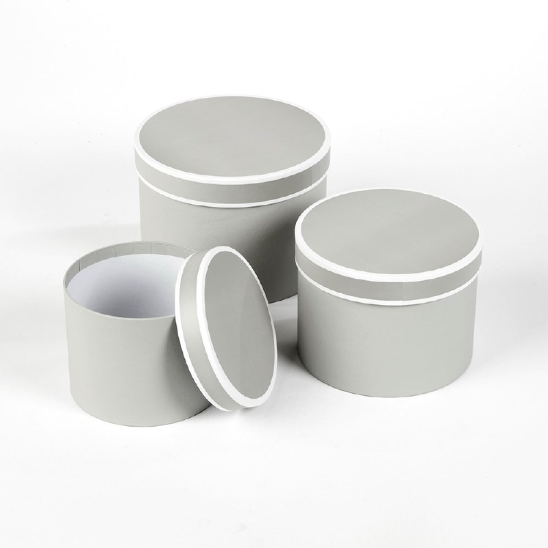 Picture of Florist Hat Boxes x 3 Grey/White